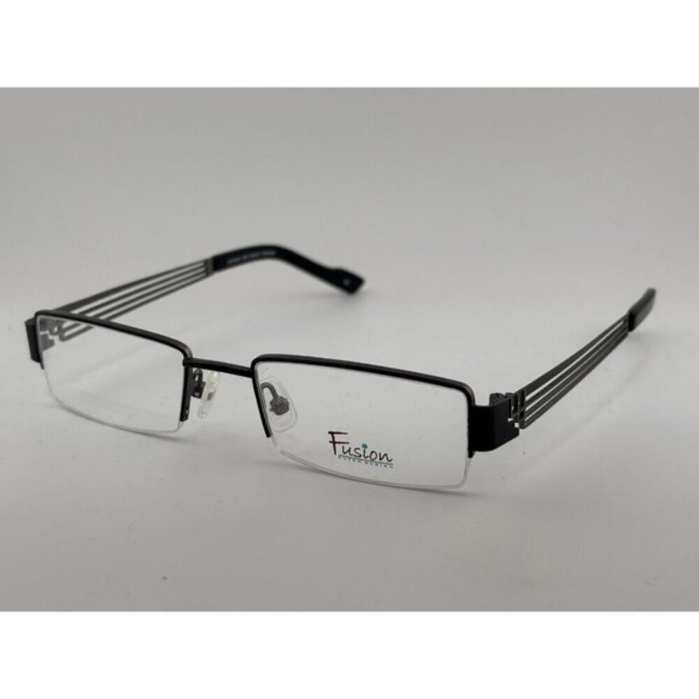 Fusion - 47-18-135 F328 COL1 Black & Silver Geometric Rectangle Glasses Frames